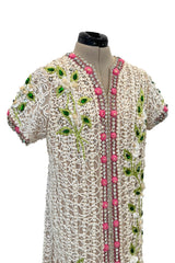 Exquisite 1960s Mr Blackwell One Off Highly Detailed & Embellished Ivory Sheath Dress