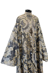 Phenomenal Fall 1993 Paco Rabanne Haute Couture Runway Sample Look 51 Metallic Gold & Silk Net Evening Caftan Coat