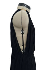 Sensual Spring 1973 Yves Saint Laurent Runway Black Silk Jersey Front, Side & Back Plunge Dress