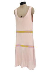 Dreamy Cruise 2004 Chanel by Karl Lagerfeld Pale Pink Knit Dress & Pastel Cardigan Set