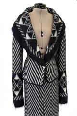 Exquisite & Rare Fall 1999 John Galliano Mohair Angora Printed Jacket Skirt Suit