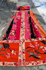 Documented Spring 1968 Emilio Pucci Pink Floral Screened Hooded Terrycloth Beach Cover Up or Dress