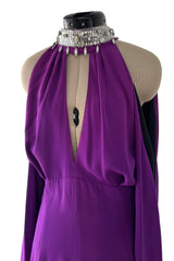 Rare Fall 2001 Thierry Mugler Runway Purple Silk Crepe Dress w the Most Incredible Open Cuts Outs