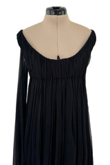Extraordinary Fall 2008 Alexander McQueen 'The Girl Who Lived in the Tree' Black Silk Chiffon Trained Corset Dress