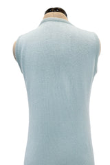 Dreamiest 1972 Halston Runway Floor Length Baby Blue 100% Scottish Cashmere Dress