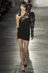 Spring 2017 Saint Laurent One Shoulder Look 43 Deconstructed Runway Dress