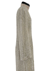 Extraordinary Fall 1975 John Anthony Couture Ivory Silver Hand Beaded Runway Sample Dress