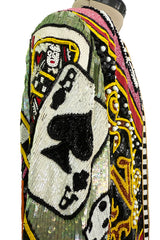 Incredible 1980s Bob Mackie Main Label Fully Sequin & Beaded Oversized Casino Themed Jacket