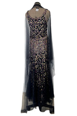 Dreamy Cruise 2006 Chanel by Karl Lagerfeld Weightless Blue Silk Tulle Dress w Iridescent Sequins