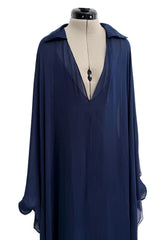 Fall 2014 Valentino by Pierpaolo & Piccioli & Maria Grazia Chiuri Deep Blue Silk Chiffon Caftan Dress
