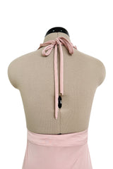 Prettiest 2000s Gianni Versace Pale Dusty Pink Plunge Stretch Jersey Halter Dress w Open Back