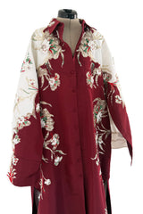 Extraordinary Spring 2022 Valentino by Pierpaolo Piccioli Look 78 Burgundy & White Embroidered Robe Dress