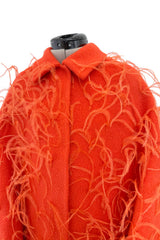 Fall 2019 Valentino by Pierpaolo Piccioli Orange Wool & Feather Coat