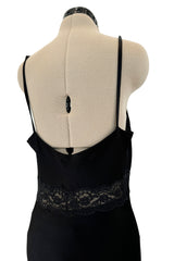 Exceptional Spring 1999 Christian Dior by John Galliano Black Bias Cut Silk Dress w Lace Detailing