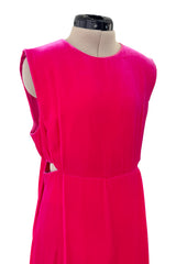 Sublime Resort 2018 Valentino by Pierpaolo Piccioli Brilliant Pink Velvet Dress w Side Cut Outs
