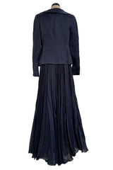 Spring 2000 Chanel by Karl Lagerfeld Haute Couture Runway Blue Organza Silk Dress & Jacket