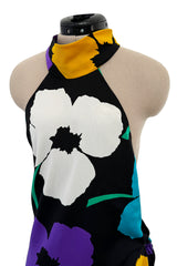 Spring 1984 James Galanos Runway Documented Floral Dress w Low Back