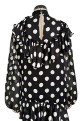 Prettiest Resort 2017 Gucci by Alessandro Michele Black & White Polka Dot Silk Chiffon Dress