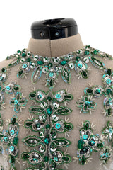 Extraordinary Unlabeled Net Pale Green Dress w Extensive Beading & Sequin Work