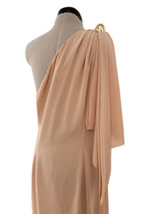 Spectacular Spring 2000 Thierry Mugler Runway Nude Chiffon One Shoulder Dress w Acrylic Detail
