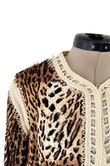 Gorgeous Fall 2005 Christian Dior by John Galliano Leopard Print Goat Skin Jacket w Crochet Detail