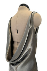 Fall 2007 Alexander McQueen Muted Metallic Silk Bias Cut Dress w Back Drape