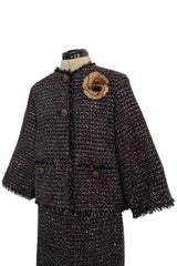 Pristine Pre-Fall 2012 Chanel by Karl Lagerfeld Metallic Gold Detailed Suit w Gripoix Buttons