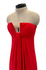 Spring 2000 Valentino Strapless Red Silk Crepe Dress Re-issue of the 1965 Couture Original
