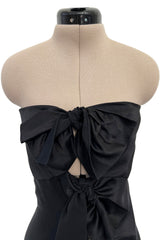 Incredible Spring 2003 Christian Dior by John Galliano Black Silk Open Cut Out Bow Dress w High Slit