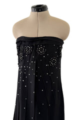 Spring 2007 Christian Dior by John Galliano Black Strapless Inner Corset Dress w Rhinestones & Beads