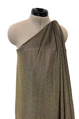1978 Halston One Shoulder Draped Gold Metallic Jersey Dress