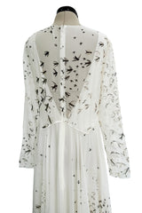 Spectacular Spring 2017 Valentino by Pierpaolo Piccioli Runway Look 52 Zandra Rhodes Print White Silk Chiffon Dress