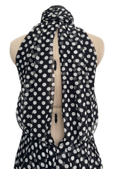 Chic 2006 Alexander McQueen Stark Black & White Polka Dot Silk Chiffon Halter Dress