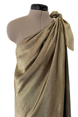 Rare Halston 1976 Couture One Shoulder Gold Metallic Lame Sarong Dress