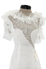 Dreamy Fall 2016 Rodarte Runway Look 40 White Lace, Silk & Net Bias Cut Dress w Hand Done Detailing