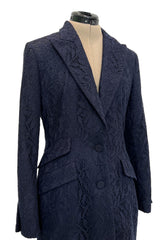 Fabulous 2004 Cruise Christian Dior by John Galliano Deep Blue Lace Jacket Mini Dress