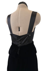 Phenomenal Fall 2002 Chanel by Karl Lagerfeld Black Silk Dress w Velvet Detail & Back Panel