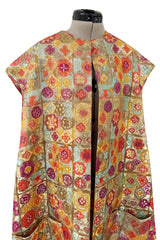 Amazing 1960s Arnold Scaasi Couture Gold Metallic Vest / Sleeveless Evening Coat