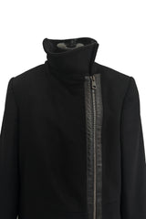 Minimalist Fall 2001 Gucci by Tom Ford Runway Look 21 Cashmere & Leather Sleek Black Coat