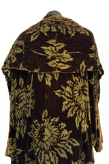 Phenomenal Fall 1991 Jean Louis Scherrer Haute Couture Runway Silk Velvet Cut Devore Cocoon Coat