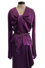Rare Fall 2007 Christian Dior by John Galliano Runway Look 43 Purple Hammered Silk Top Skirt Dress Set