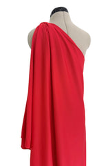 Dreamy 1978 Halston IV Red East-to-Wear Jersey One Shoulder Draped Dress w Side Slit