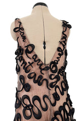 Exquisite Fall 2000 Jean Paul Gaultier Haute Couture Nude & Black Net 3D 'Script' Dress