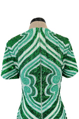 Magnificent Spring 2022 Etro Runwy Look 38 Fully Sequinned Green Silk Chiffon Full Length Dress