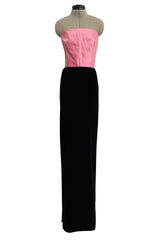 Gorgeous & Chic Fall 1984 Givenchy by Hubery de Givenchy Haute Couture Strapless Pink Silk & Black Velvet Dress