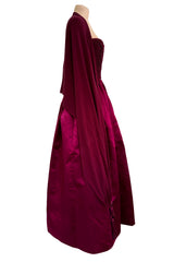 Dreamy Fall 1989 Oscar de la Renta Strapless Cashmere & Silk Dress w Matching Tassel Shawl