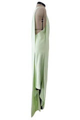 Rare Spring 1978 Philippe Venet the Haute Couture Runwau Sample Pale Mint Silk One Shoulder Dress