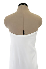 1976 Halston Strapless Iconic Front Tie Bias Cut Dress in White Jersey