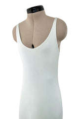 Fantastic 1973 Halston Runway Pale Blue Green Double Layer Silk Jersey Sleeveless Tank Dress