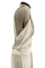 Gorgeous Fall 2000 Prada Backless Ivory Bias Cut Silk Dress w Front Gathering Detail